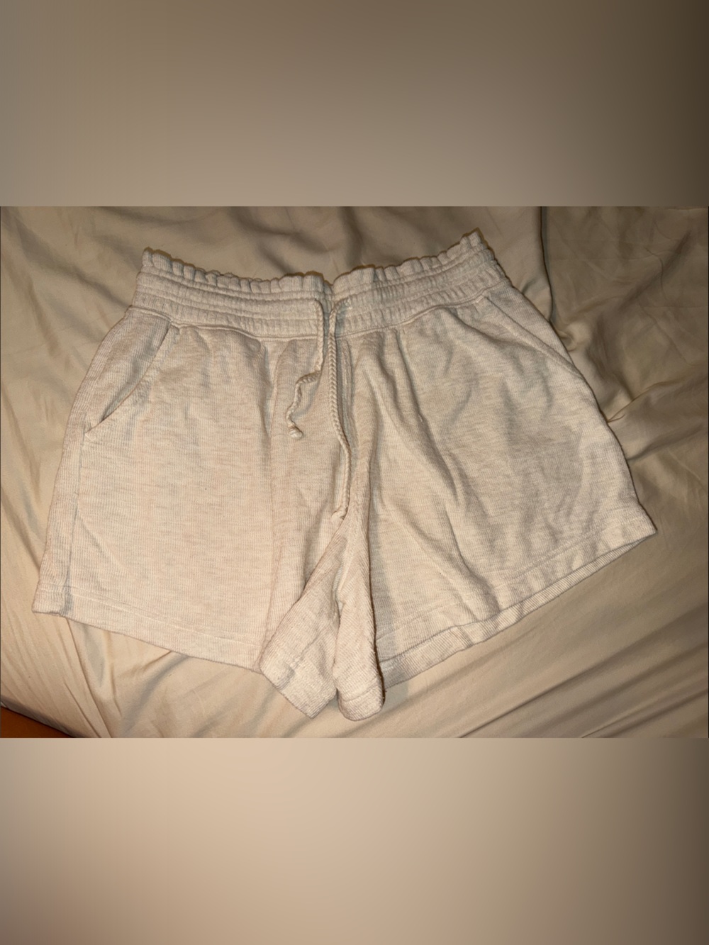 aerie Cream Knit Drawstring Lounge Shorts